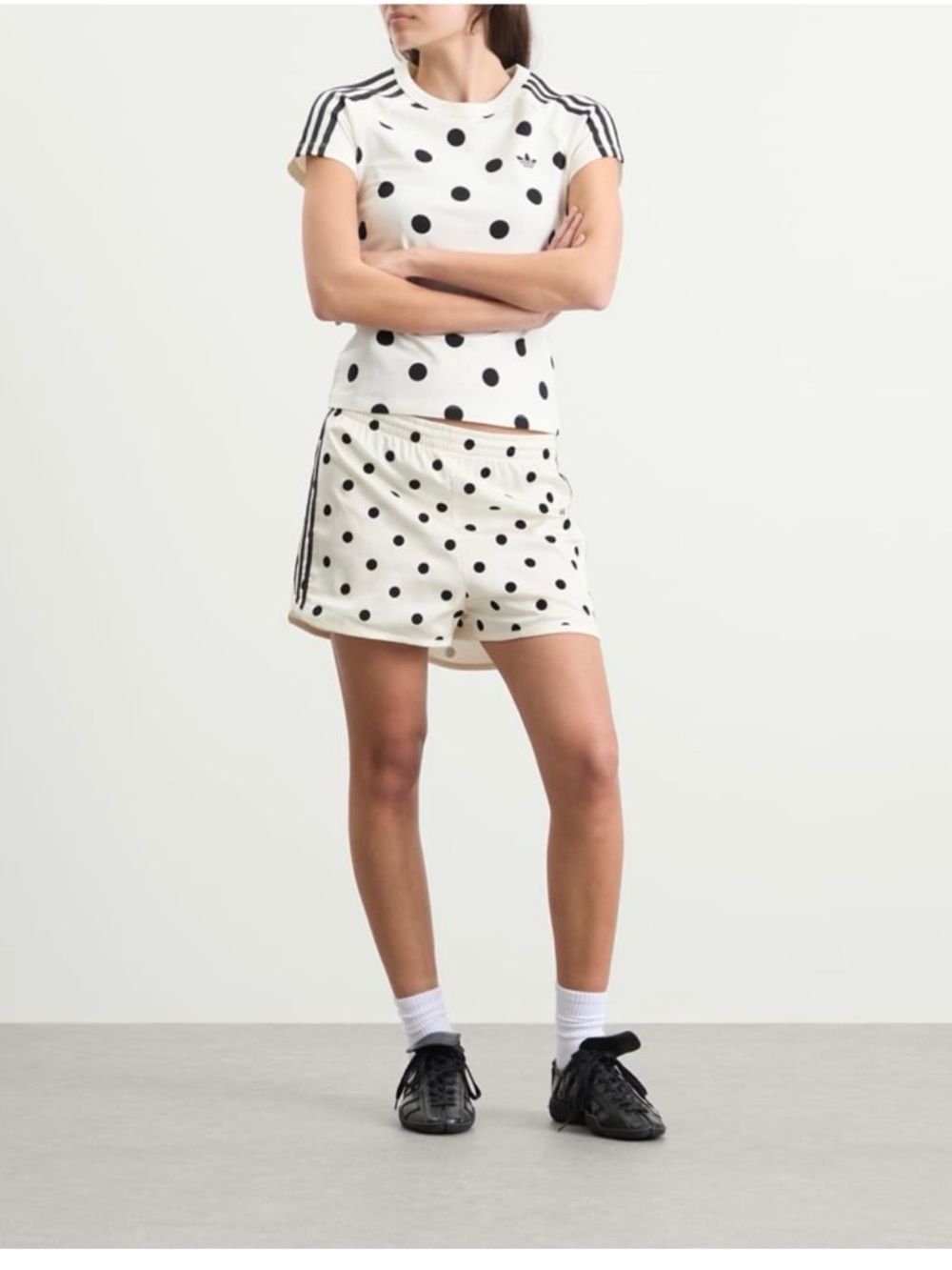 NWT adidas Polka Dot Sprinter Shorts, Off-white & Black